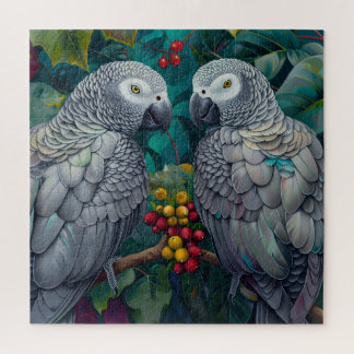 African Grey Persimmon-Berry Duet Jigsaw Puzzle