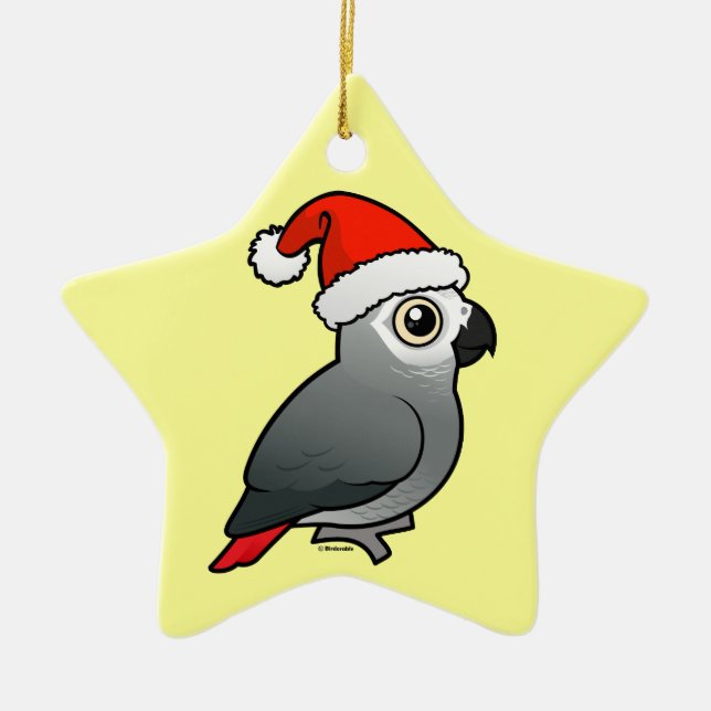 African Grey Santa Ceramic Tree Decoration (Front)