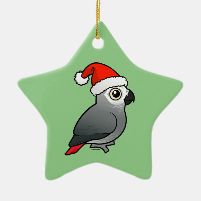 African Grey Santa Ceramic Tree Decoration (Front)