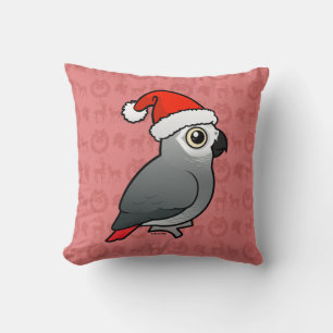 African Grey Santa Cushion