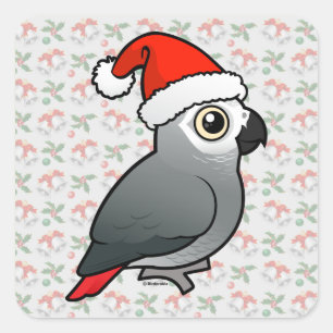 African Grey Santa Square Sticker