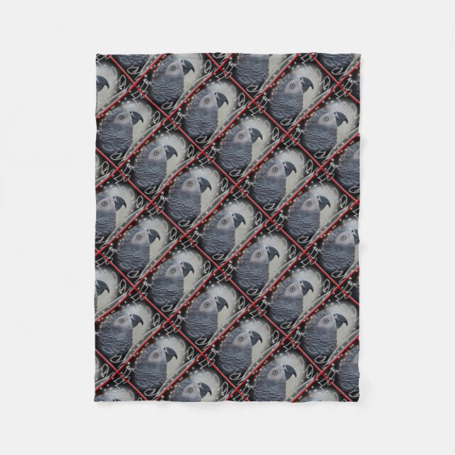 African Grey Snowy Christmas Fleece Blanket (Front)