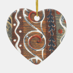African Heart Vintage Traditional Colours Ceramic Tree Decoration