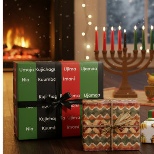 African Heritage Kwanzaa Nguzo Saba Principles Wrapping Paper