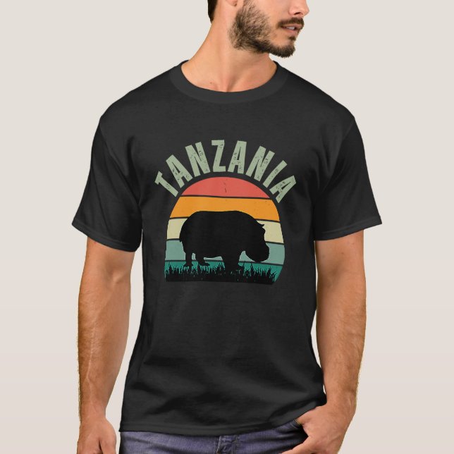 African Hippos in Tanzania, Hippopotamus Safari T-Shirt (Front)