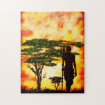 African Hunter with Spear Jigsaw Puzzle<br><div class="desc">African Hunter with Spear Jigsaw Puzzles MIGNED Painting Design</div>