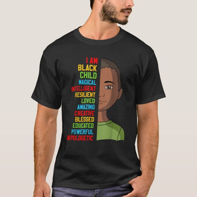 African I Am Black Child History American Kids Boy T-Shirt (Front)