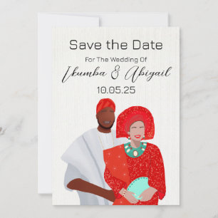 African Illustrated Couple Save The Date