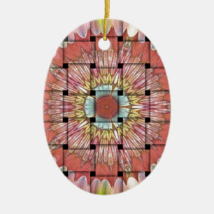 African-Inspired Art Print– Geometric Woven Design Ceramic Tree Decoration