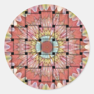 African-Inspired Art Print– Geometric Woven Design Classic Round Sticker