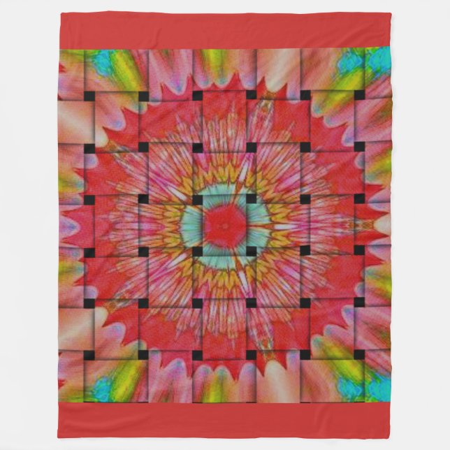 African-Inspired Art Print– Geometric Woven Design Fleece Blanket (Front)