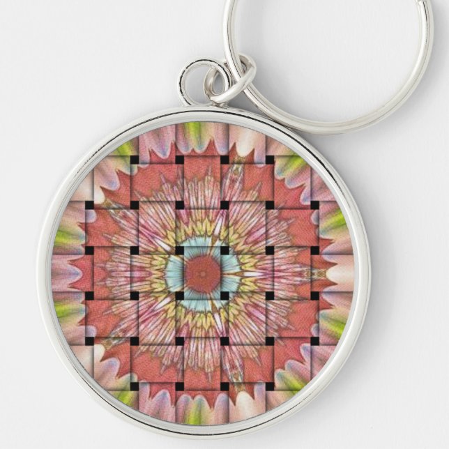 African-Inspired Art Print– Geometric Woven Design Key Ring (Front)