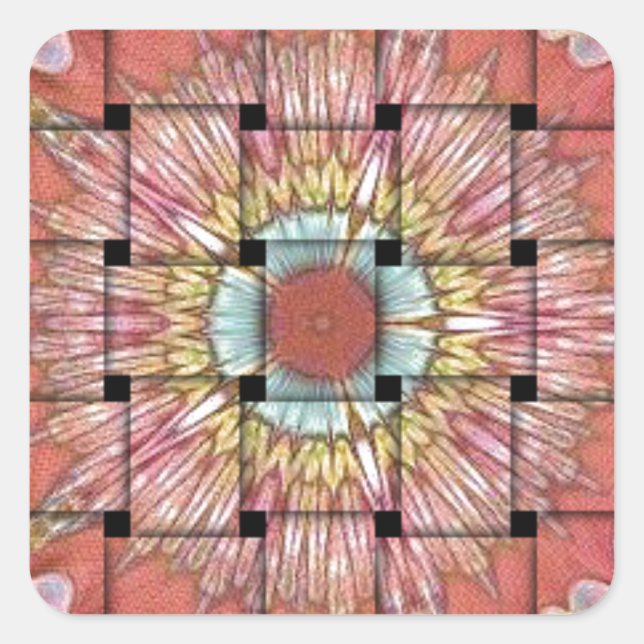African-Inspired Art Print– Geometric Woven Design Square Sticker (Front)