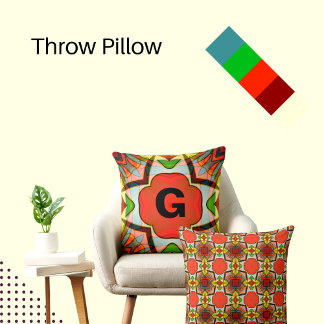 African-inspired design in green, red and yellow cushion