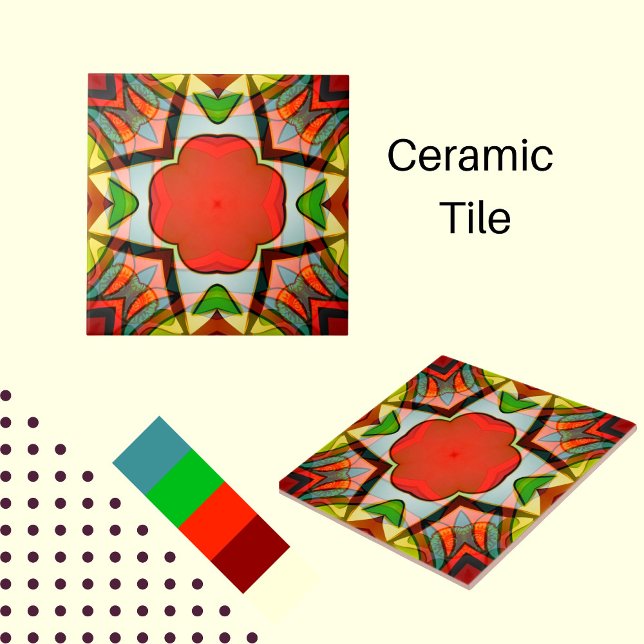 African inspired design in green, red and yellow tile (Creator Uploaded)