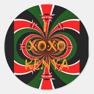 African-Inspired Kenya Flag Abstract Art Classic Round Sticker