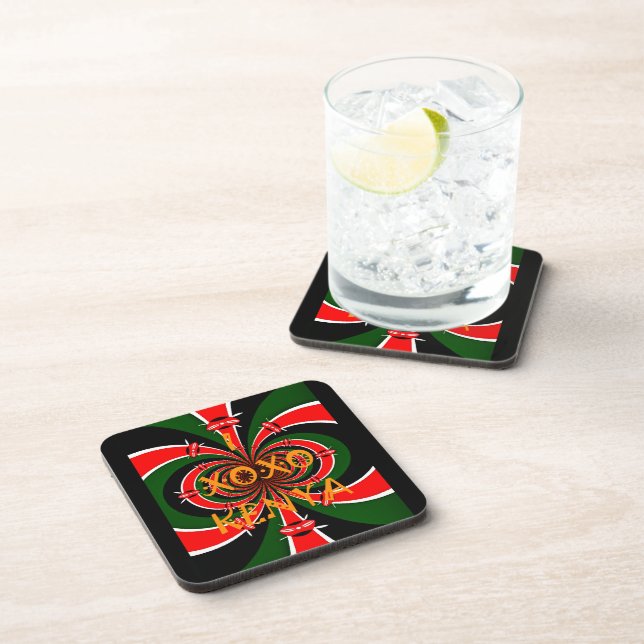 African-Inspired Kenya Flag Abstract Art Coaster (Right Side)