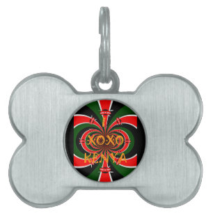 African-Inspired Kenya Flag Abstract Art Pet Tag
