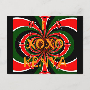 African-Inspired Kenya Flag Abstract Art Postcard
