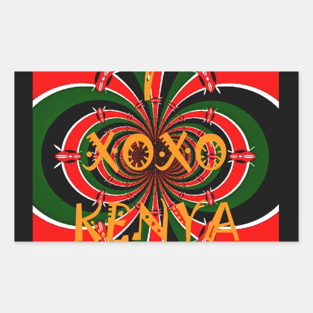 African-Inspired Kenya Flag Abstract Art Rectangular Sticker (Front)