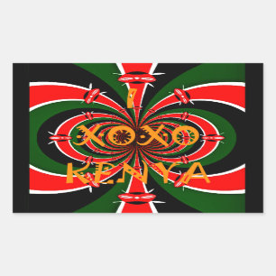 African-Inspired Kenya Flag Abstract Art Rectangular Sticker