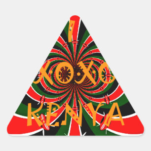 African-Inspired Kenya Flag Abstract Art Triangle Sticker