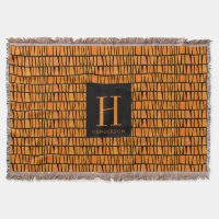 African Inspired Orange Domino Pattern Monogram