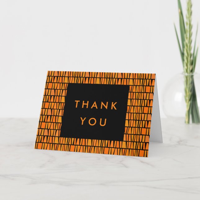 African Inspired Orange Pattern Thank You Card (Front)