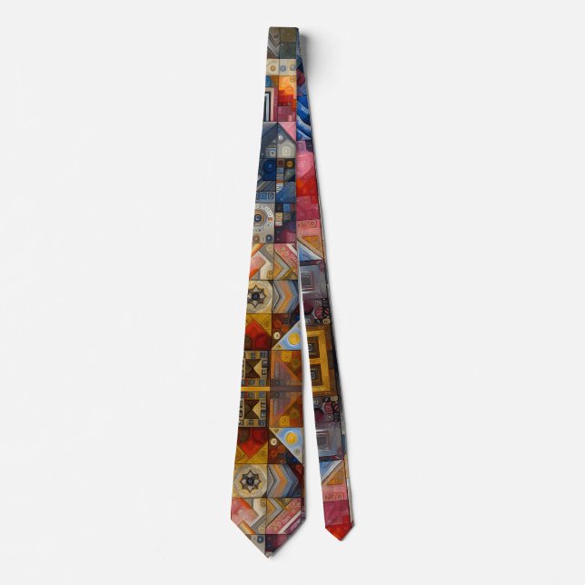 African Inspired Patchwork Ethnic Hippie Design Tie (Front)