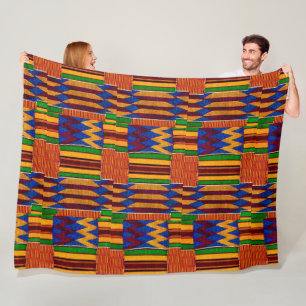 African Kenta Cloth Print Fleece Blanket