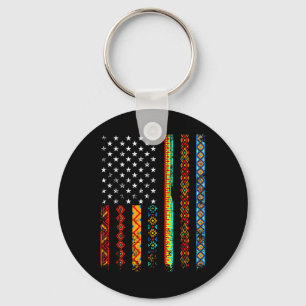 African Kente Cloth American Flag African Black Hi Key Ring