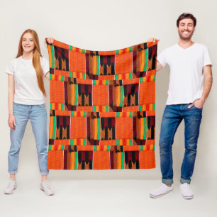 African Kente Cloth Print  Fleece Blanket