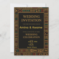 African Kente Gold Wedding Invitation