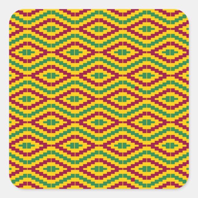 African Kente, Happy Kwanzaa Square Sticker (Front)