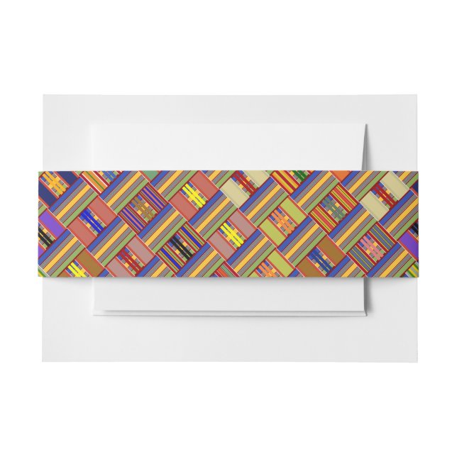 African Kente K45 Multicolor Invitation Belly Band (Front Example)