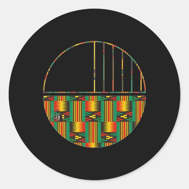 African Kente Pattern Geometric Minimal Half Circl Classic Round Sticker (Front)