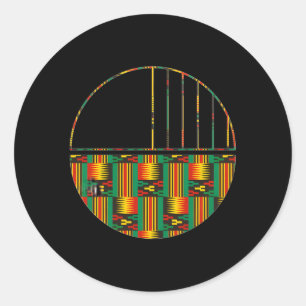 African Kente Pattern Geometric Minimal Half Circl Classic Round Sticker
