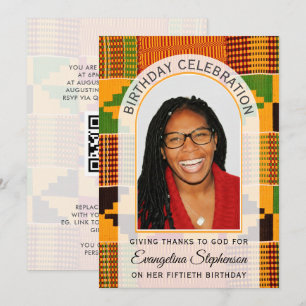 African Kente Photo 50TH BIRTHDAY CELEBRATION Invitation