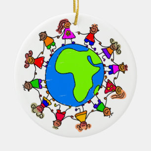 African Kids Ceramic Tree Decoration