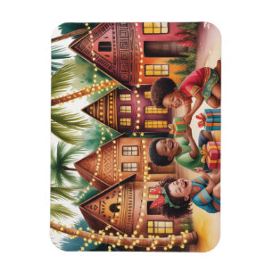 African Kids Christmas Photo Magnet