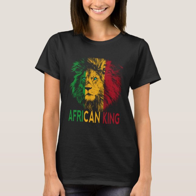 African King Africa Flag Lion Black Men Women T-Shirt (Front)