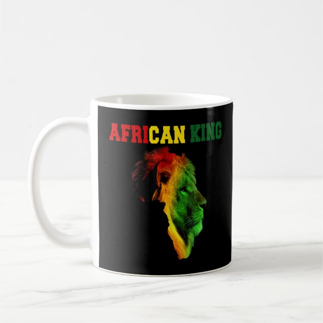 African King Black History Month Lion Africa Flag  Coffee Mug (Left)