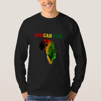 African King Black History Month Lion Africa Flag  T-Shirt