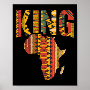 African King Map Kente Design Black Pride Melanin  Poster