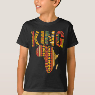 African King Map Kente Design Black Pride Melanin  T-Shirt