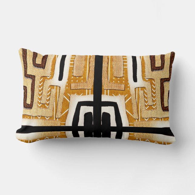  African Kuba Cloth  Lumbar Cushion (Front)