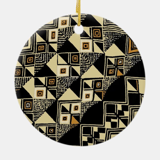 African Kuba Inspired Designs Ceramic Tree Decoration (Back)