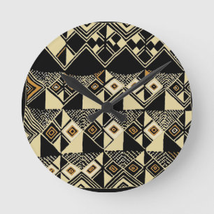 African Kuba Inspired Designs Round Clock