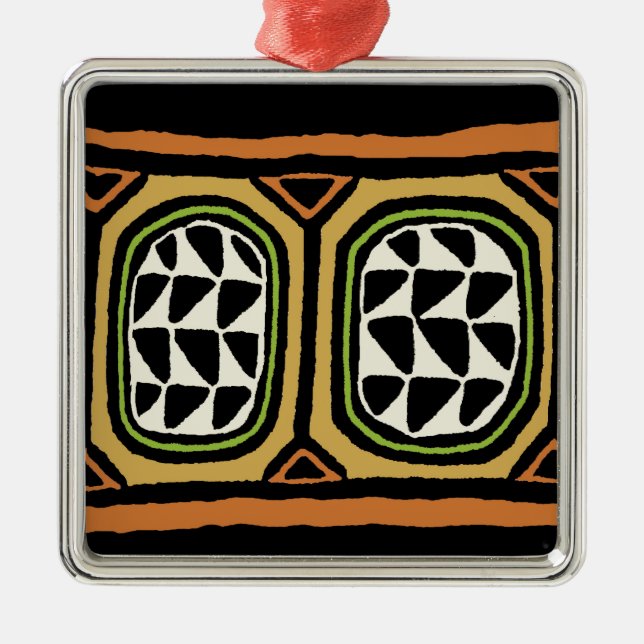 African Kuba Textile Design Metal Tree Decoration (Front)
