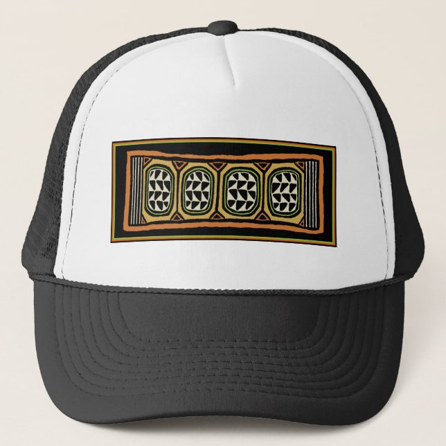 African Kuba Textile Design Trucker Hat (Front)